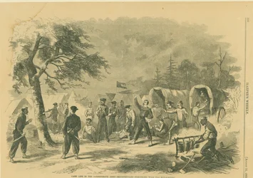 Camp Life in the Confederate Army - Mississippians Practicing with the Bowie-Knife